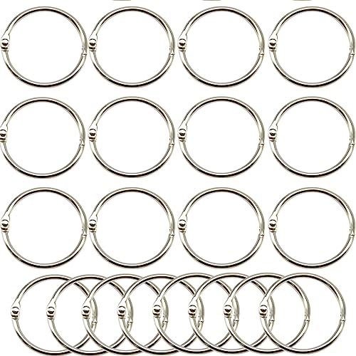 Yosawo 20 Pack Book Binder Rings Metal Loose Leaf Binder Rings for Flash Cards, Index Cards and Loose Paper, Key Rings（32mm）