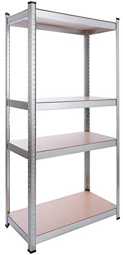 Arebos Schwerlastregal | 160 x 80 x 40 cm | 320 kg Tragkraft | 0,7 mm | 4 MDF-Platten | Einfache Montage durch Stecksystem und ohne Schrauben Steckregal Kelleregal | verzinkt