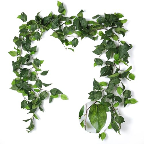 RECUTMS Artificial Vines Ivy Garland 3Pcs 6.3Ft Fake Green Leaves Ivy Garland Faux Hanging Plants Greenery for Spring Home Outdoor Indoor Home Wall Garden Table Wedding Room Easter Decor