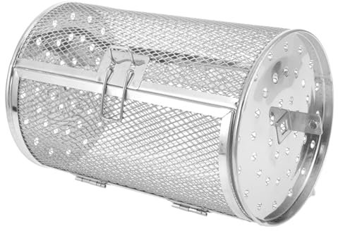 TINEASUR Cesta Parrilla Giratoria Acero Inoxidable Con Puerta Para Asar Verduras Frutos Secos y Pollo Accesorio Para Horno y Freidora De Aire Reutilizable y Duradera