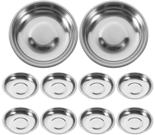 Pamingono 10 Stück Saucenschälchen Edelstahl Snack Dip Schalen soßEnschalen Aus Edelstahl Mini-UntertassenschüSsel Runde GewüRzplatte Sushi Dip SchüSsel Vorspeisenplatte