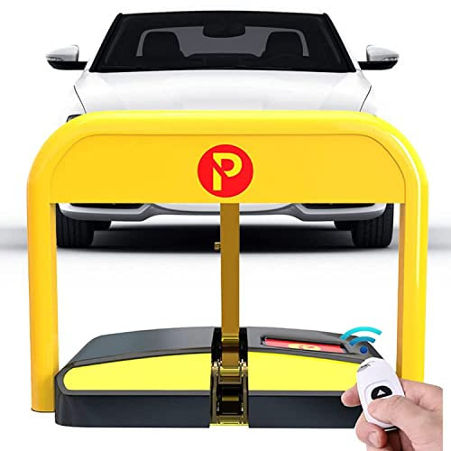 Smart Lock Parking Bollard - Remote Controlled Folding Parking Barrier for Home, Business & Office - Automatic Driveway Guard Saver