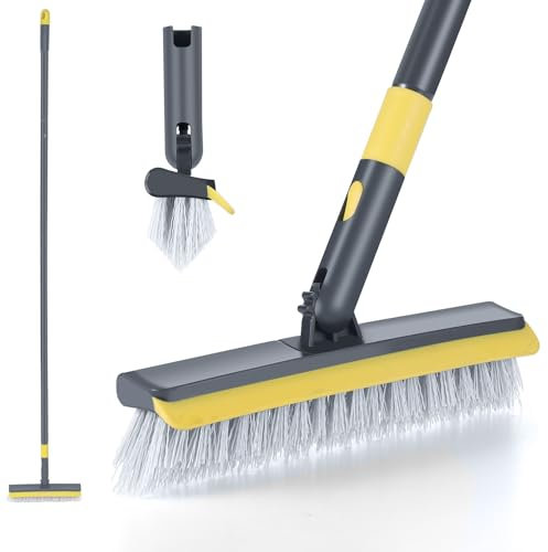 Brosse à joints avec long manche, 145 cm, nettoyeur de joints pour carrelage, douche en forme de V, brosse à poils rigides pour nettoyer les murs de salle de bain, douche, cuisine