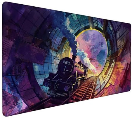 Rosa Mousepad XXL 800 x 400 x 3 mm, Groß Gaming Mauspad Zug Muster, Schreibtischunterlage mit Rutschfeste Gummibasis, Wasserfest Mouse Pad Vernähte Kanten Design, Büro Deko, Geschenke für Frauen Z-902