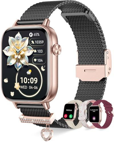 Erkwei Orologio Smartwatch Donna con 4 Cinturini Effettua/Risposta Chiamate 1,83 Orologio Donna Contapassi SpO2 Cardiofrequenzimetro Sonno 110+ Sportive Smart Watch per iPhone Android