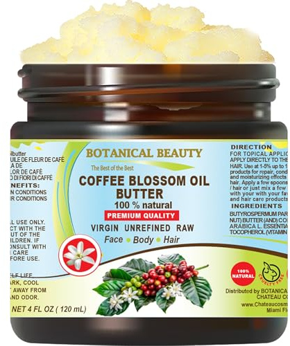 Botanical Beauty COFFEE BLOSSOM OIL BUTTER 100% Natural Coffee Blossom Essential Oil in Shea Nut Butter for FACE, SKIN, BODY, HAIR, NAILS. Beauty Skin Moisturizer Oil Butter (4 Fl Oz)