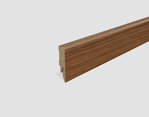 EGGER Sockelleiste Nussbaum dunkelbraun L681 | neues kubisches Profil | passend zu Fußboden Warmia Nussbaum braun