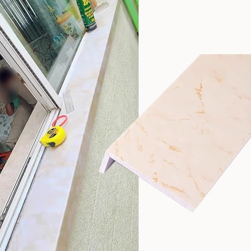 Window Sill Cover Widening Windowsill Ledge Protector Light Yellow, Marble Texture Window Sill Capping Plate for Office, Acrylic Windowsill Cover for Wood Frames(180x20cm (70 7/8X7 7/8))