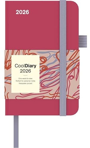 N Neumann - Sunset Coral Kalender 2026 – Buchkalender 9×14 cm mit Wochenübersicht, elastischem Verschlussband, Stifthalter & Tasche, kompakter Taschenkalender für Beruf, Schule & Alltag: Cool Diary