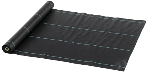 Outsunny Toile de paillage, géotextile de paillage Contre Les Mauvais Herbes 100 x 1 m, résistant aux déchirures et Conditions climatiques extrêmes, en polypropylène, Noir