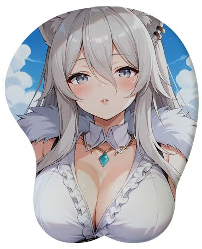 Anime Fille Japonais Manga Waifu 3D Tapis de Souris, Repose-Poignet Doux, Tapis de Souris de Dessin animé, Ergonomique Tapis de Souris