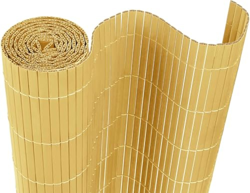 VA-Cerulean PVC Sichtschutzmatte Sichtschutzzaun 200x300CM, Bambus, Outdoor Sichtschutz mit verstärkten Lamellen,Zaunblende Windschutz UV-Beständig für Garten Balkon Fences Terrasse Zubehör