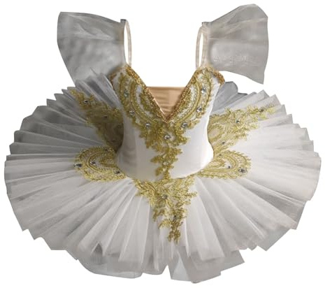 SYDUZAX Robe de Ballet Fille Justaucorps Spaghetti Tenue Danse Classique avec Tutu Tulle Plateau Lac des Cygnes Enfant Robes de Danse Gymnastique Princesse Costume Danse Pour Filles 1-14Y