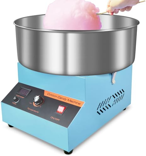 Kommerzielle Süßigkeiten-Baumwollmaschine, 1000 W effiziente Baumwollmaschine mit Edelstahlschüssel, Zuckerschaufel, einfach und sicher zu bedienen, Süßigkeitenfadenmaschine für Kinder, Zuhause