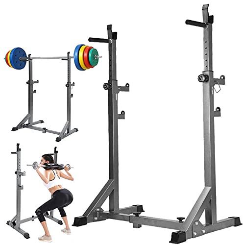 Squat Rack, zusammenklappbare Hantelbank, Fitness – 300 kg maximale Belastung, verstellbarer Squat Stand, Dip-Station, Fitnessstudio, Gewichtheben, Bankdrückständer, Home Gym Fitness Squat Rack Dip