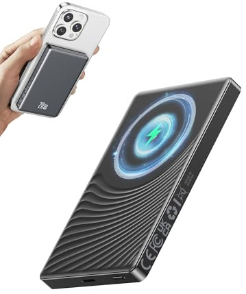 Ntaanoo iPhone Power Bank para Magsafe, 10000mAh 22.5W PD Inalámbrico Bateria Externa Carga Rapida, Bateria Portatil Input & Output Powerbank Magnético Compatible con iPhone 17/16/15/14/13/12 Serie