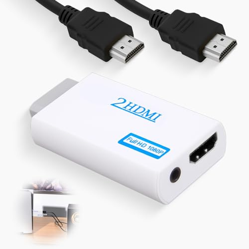 pawpoem HDMI Adapter with 1.5m HDMI Cable, Supports All Display Modes, Includes 3.5mm Audio Output, 1080P/720p HDMI Converter Real, HDMI Adapter for Smart TV, Monitor and Projector