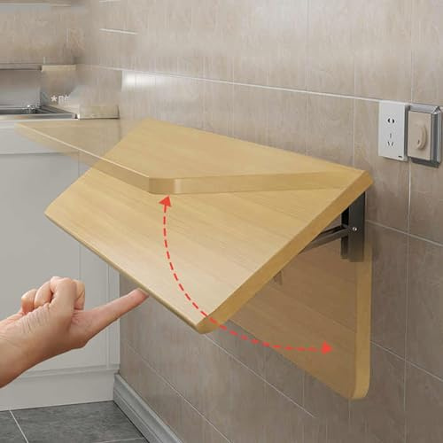 Klappbarer Wandtisch Höhenverstellbar Stabile Unterstützung mit integrierter Ablage - Kompakter Klapptisch für TV Home Office Arbeitszimmer und Werkbank