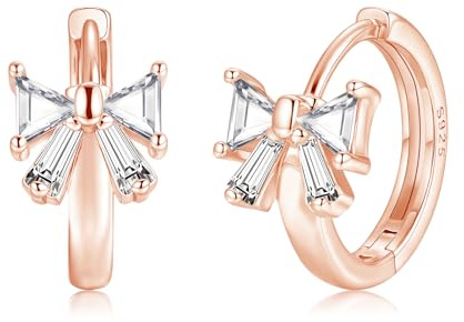 Zecimi Creolen Silber 925, Sterling Silber Schleife Kirschblüten Creolen | 16mm Klein Hypoallergen Damenohrringe mit Zirkonia, Ohrringe für Damen, Schlafen Kreolen Ohrringe für Kinder Mädchen Frau