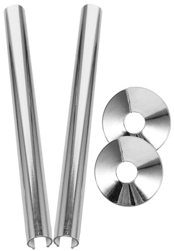 Housoutil 2 set Copritubi Termosifoni Cromati Effetto Lucido Collari e Placche Copri Tubo per Radiatori Accessori Decorativi Versatili per Casa e Ufficio Installazione Facile