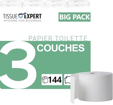 Tissue Expert Toilettenpapier Recycling 3-lagig | 144 Rollen x 250 Blatt | Superweiches Klopapier aus 100% Recycling-Material | ideal für Gewerbe & Vielverbraucher | 60% PCR-Verpackung WC Papier