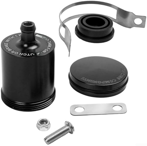 Réservoir d'huile de frein pour motos avec construction en alliage d'aluminium et joint en caoutchouc anti-fuite, usiné CNC pour plus de performance et de stabilité (noir)