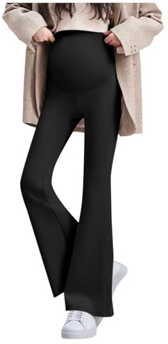 DeHolifer Pantaloni a Zampa Premaman da Donna Pantalone in Gravidanza maternità Pantaloni Senza Cuciture Leggings sopra Il Pancione Pantalone Elasticizzata Traspirante Pants Casuale Abbigliamento