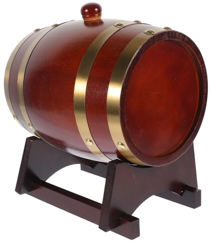 NAMOARLY Barril de Vino de Madera 1,5 Litros Rojo Marrón, Cubo Dispensador para Cerveza y Whisky, Barril Francés Vintage para Almacenamiento en Hogar, Bar y Fiestas