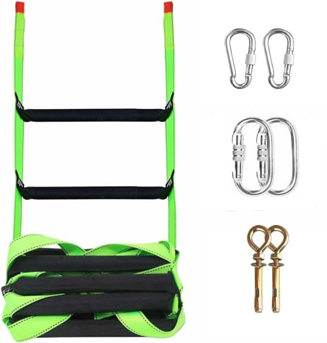 Hanured® Strickleiter 15M, Feuerfeste Rettungsleiter mit 2 Karabiner, Notfeuerleiter Fluchtleiter Tragbar, Tragfähigkeit bis 600 kg