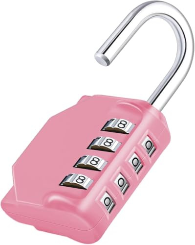 LauCentral Cadenas Code 4 Chiffres Alliage de Zinc Rose - Résistant à l'Eau et Aux Intempéries pour Casier, Valise, Garage, École