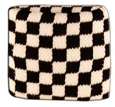 Flaggenfritze Schweißband Karo Schwarz Weiß Zielflagge, 1 Stück, 7 x 8 cm, für Erwachsene und Jugendliche, Sport/Fitness/Yoga, modisches Fan-Accessoire