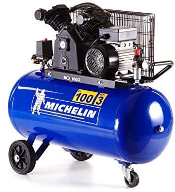 MICHELIN - Compresor de aire VCX100/3 - Tanque de 100 litros - Motor de 3 CV - Presión máxima 10 bar - Flujo de aire 350 l/min - 21 m³/h, azul