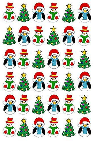 Anglesit 36 x Pre-cut Christmas Mix 1 Edible Wafer/Rice Paper Cupcake Cake Toppers Winter Birthday Party Holiday Dessert Decorations
