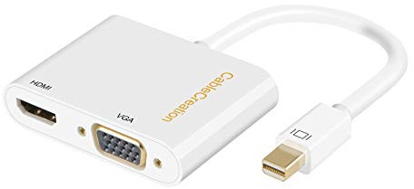CableCreation Mini DisplayPort to HDMI VGA Adapter, 2 in 1 Mini DP (Thunderbolt 2) Converter Compatible with MacBook, MacBook Pro, Mac mini, Surface Pro 3/4/5/6, White