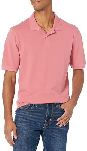 Amazon Essentials Men's Regular-Fit Cotton Pique Polo Shirt, Short Sleeve (Available in Big & Tall), Washed Red, XX-Large