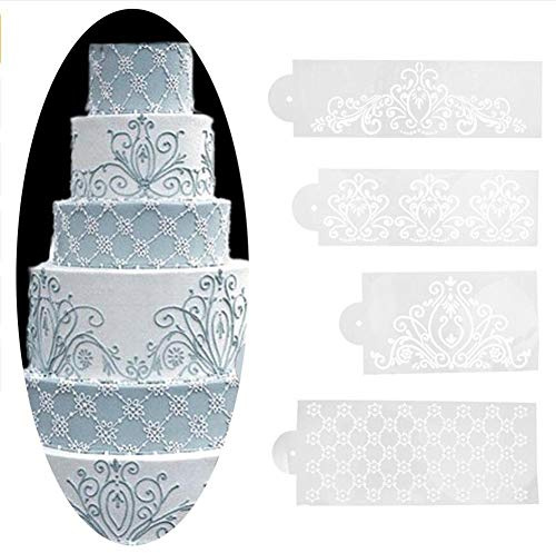 Vak Gâteau Pochoir, Bordure Pochoir Décoration Moule Set, Fleur Fondant Spray Moule, Cookie Imprimé Sucre Passoire Artisanat Modélisation Outil,Cuisine Plats à Four Cuisson Outil - Fleur 02