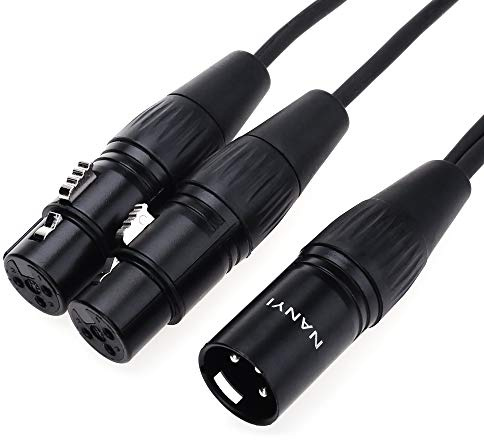 NANYI XLR Splitter Cable, Microphone cable xlr to xlr Patch Cables, 3-Pin XLR Male to Dual XLR Female Y Cable Adaptor mic cable DMX Cable Patch Cords with Oxygen-Free Copper, (0.5 Meters /1.6Feet)