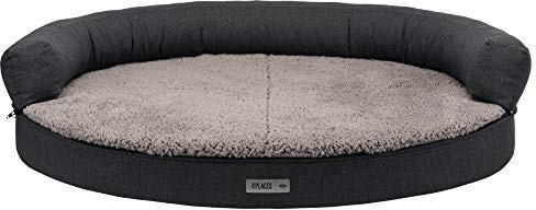 TRIXIE orthopädisches Hundesofa Vital Sofa Bendson, oval, 75 × 60 cm, dunkelgrau/hellgrau- 38271