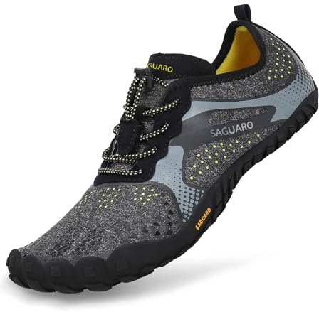 SAGUARO Water Shoes Mens Womens Barefoot Quick Dry Sports Aqua Shoes Unisex Slip On Skin Shoes for Beach Swim Surf Yoga Exercise,Upgrade Black 9.5 UK