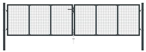 vidaXL Gitter-Gartentor Verzinkter Stahl 400 x 75 cm Grau