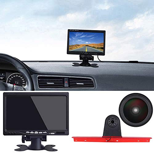 HD 1280x720 Pixel Transporter Van Wasserdicht Nachtsicht Rückfahrkamera im 3. Bremslicht+7 LCD TFT Monitor für VW T5 Bus Multivan Caravelle 2003-2015