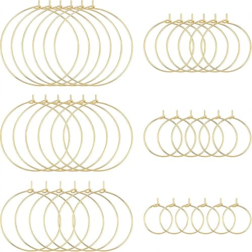 UNICRAFTALE 15,5/20/25/30/35/40 mm Weinglas-Anhänger 304 Edelstahl Hoop Earring Findings 0,7 mm Pin DIY Earring Beading for Women Basketball Wives Hoop Earrings Making