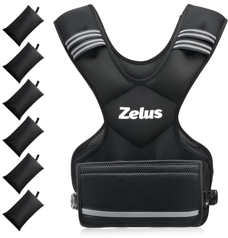 ZELUS Weighted Vest for Men and Women | 4-10lb/11-20lb/20-32lb Vest with 6 Ironsand Weights for Home Workouts | Adjustable Body Weight Vest Exercise Set for Cardio and Strength Training (20-32 lb.)