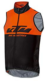 KTM Factory Team Windbreaker Sleeveless XW Mit Reflector Weste Radweste Windweste Jacke ärmellos wasserdicht atmungsaktiv für Fahrrad. Schwarz/orange