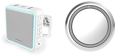 Honeywell Home DW915S Serie 9 Tragbar, verdrahteter oder Funk-LED-Gong (weiß) & Funk-Klingeltaster mit LED-Funktionsanzeige, rund, grau DCP711G