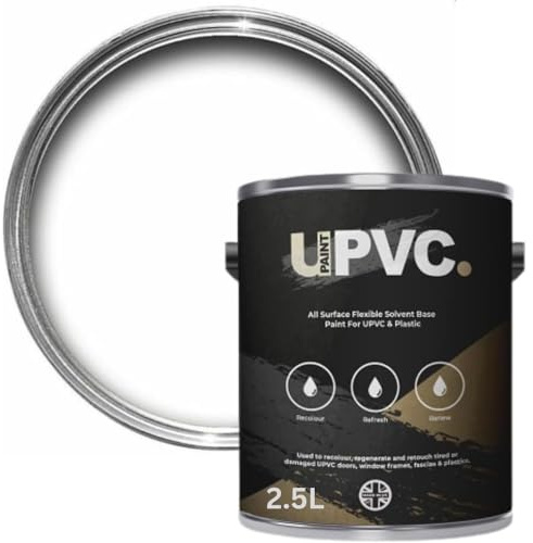 upaintpvc - All-In-Once UPVC Plastic Paint - Windows - Doors - Frames - Conservatories - Fascia - Downpipes - Guttering | Semi Matt Finish - 2.5 Litre (Brilliant White Ral 9016)
