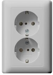 GIRA 0783015 Prise double SCHUKO 16 A 250 V ~ avec protection de contact renforcée intégrée (obturateur) et plaque pleine, système 55, gris mat