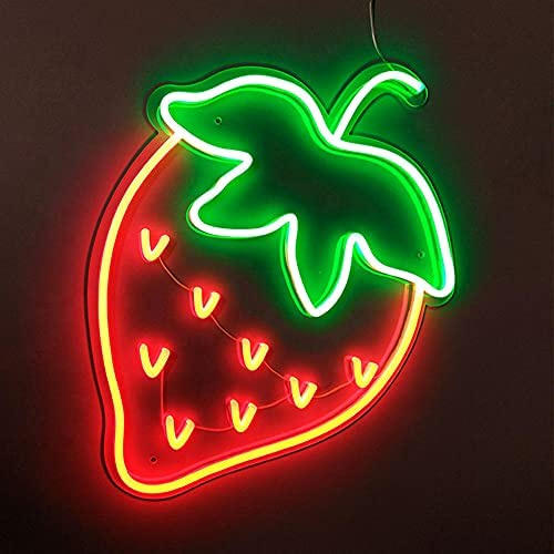 Neonlichter LED Neon Lichter Erdbeere Neonlicht Farbkunst Neon Zeichen für Kinderschlafzimmer, Restaurants, Bars, Fast-Food-Shop, Picknick-Partys-Erdbeere