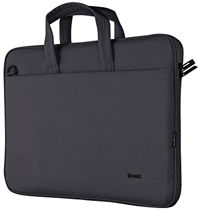 Trust Bologna Slim Eco Borsa per Laptop fino a 16, Borsa per Laptop Sostenibile in Plastica Riciclata, con Tracolla, Custodia per Viaggio, Lavoro, Ufficio, Scuola - Nero