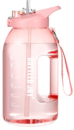 Glaxcidy 2 In 1 Water Bottle with Straw and Chug Lid, 2.5L BOTTLED JOY Sports Water Bottle with Time Markings and Wide Mouth, Reusable BPA Free Water Bottles for Gym and Exercise, White1, Half Gallon